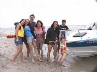 On the beach with family